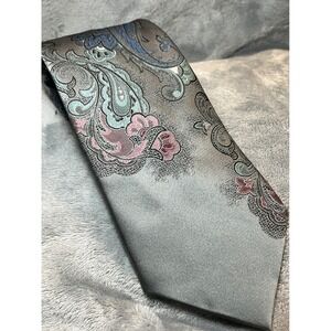 Windridge Mens Gray Paisley Silk Blend Necktie Formal Dress Tie